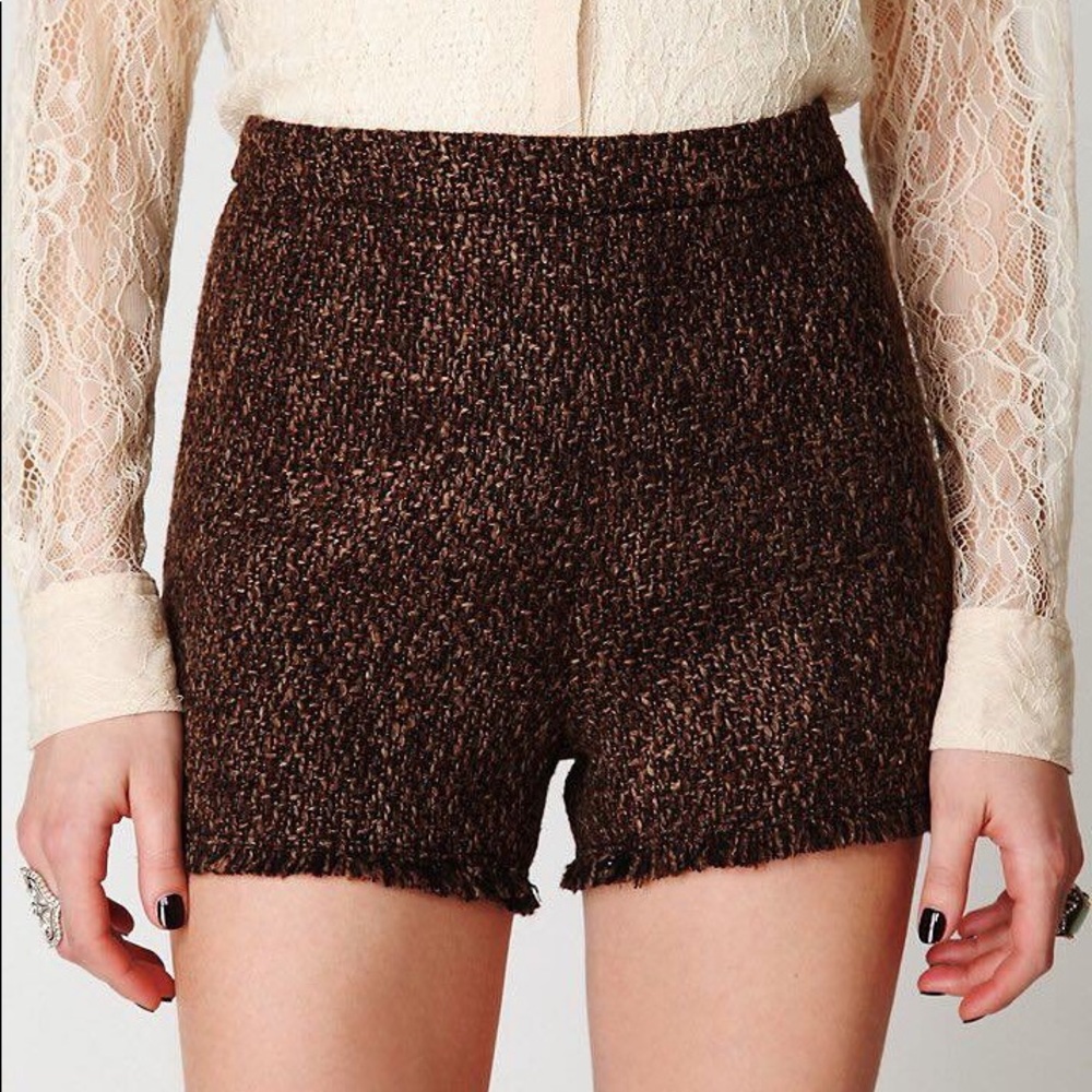 [Free People] High Waisted Textured Shorts Tweed